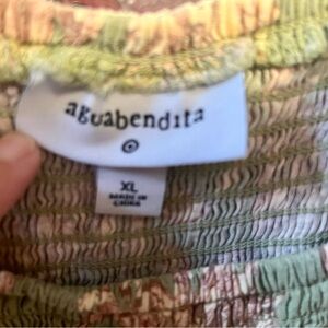 Agua Bendita Green and Yellow Textured Dress